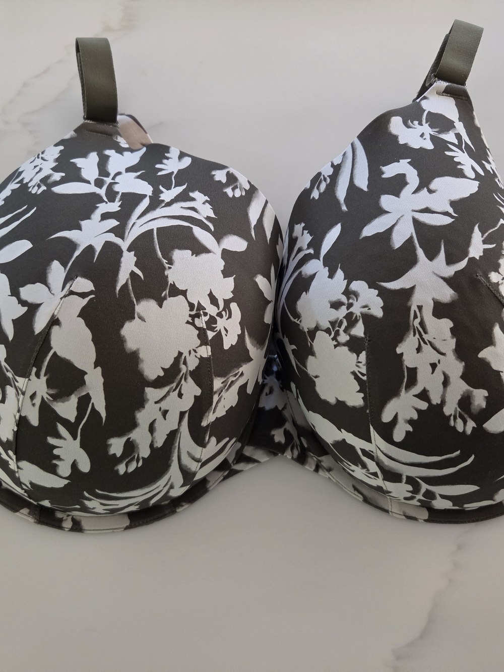 Cacique Olive And White Lightly Lined Full Coverage Bra